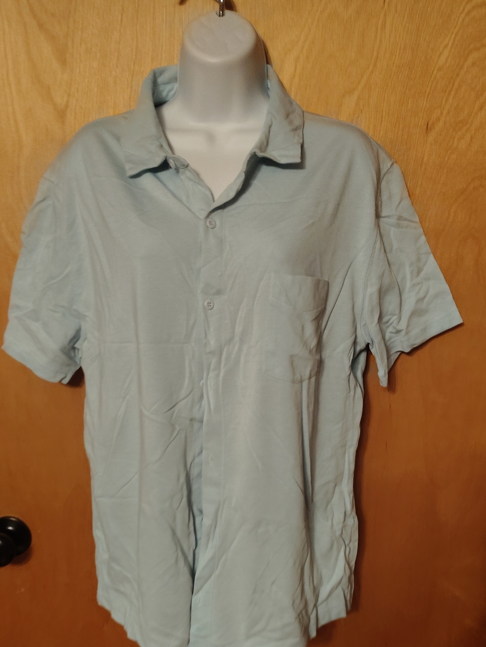 Fabletics Men's Pale Blue Short-Sleeve Button Polo